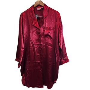 Vintage Cassini Shirt Dress Women 14/16 Red 90s Button Glam Rock Punk Whimsygoth